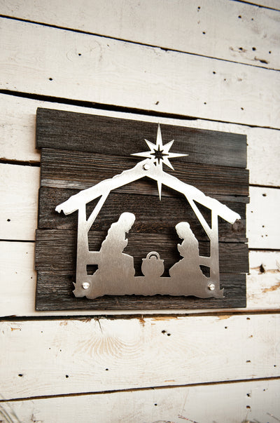 Nativity on Barn Board- F11