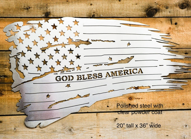 Flag - tattered, torn Old Glory w/ God Bless America-P4