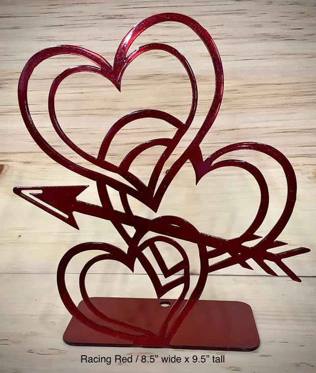 Three hearts and arrow Valentines table topper - I11