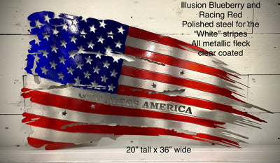 Flag - tattered, torn Old Glory w/ God Bless America