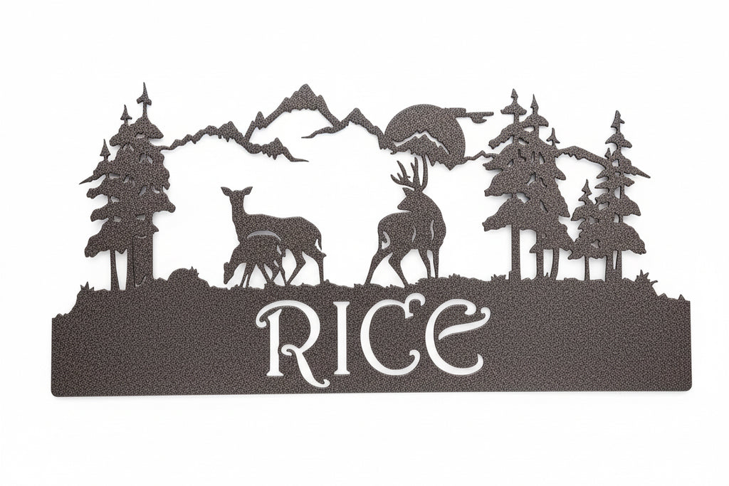 Deer and Mountain Scene
