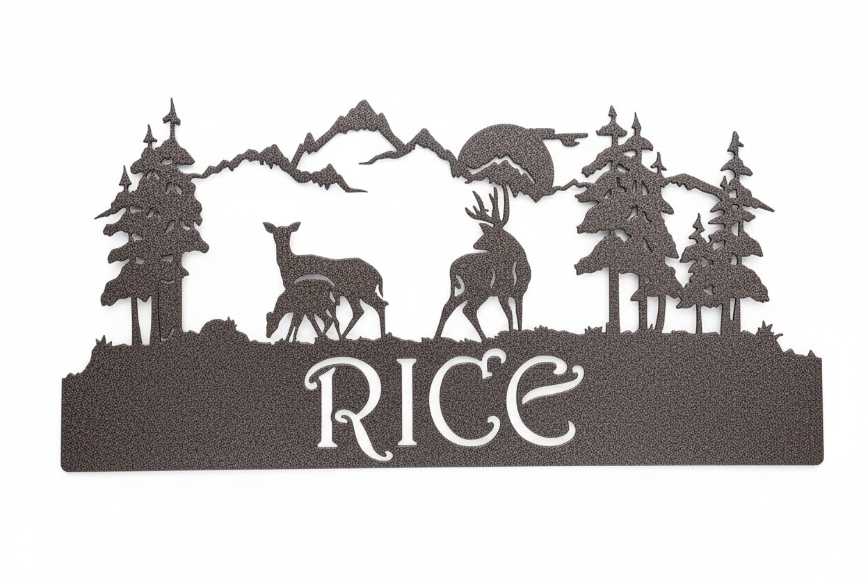 Deer and Mountain Scene